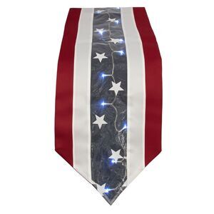 Americana Stars and Stripes Lighted Table Runner in Red, White & Blue